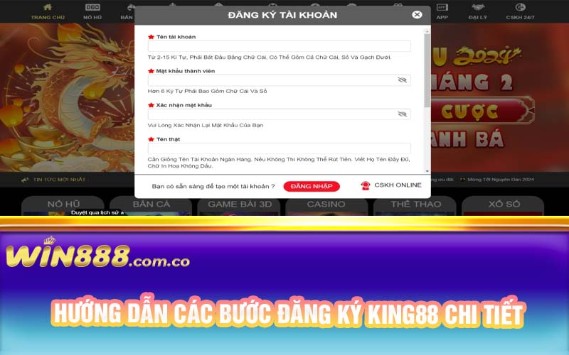 Hướng dẫn các bước đăng ký King88 chi tiết